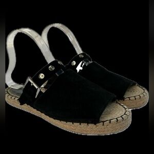 AMAZING! Crazy Comfy&Cool Rebecca Minkoff Gala Suede Espadrille Slides Black 8.5